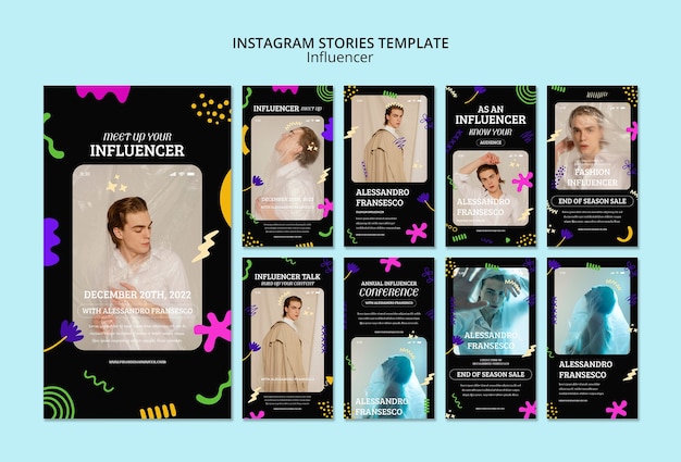 Нарисованные от руки влиятельные истории instagram
