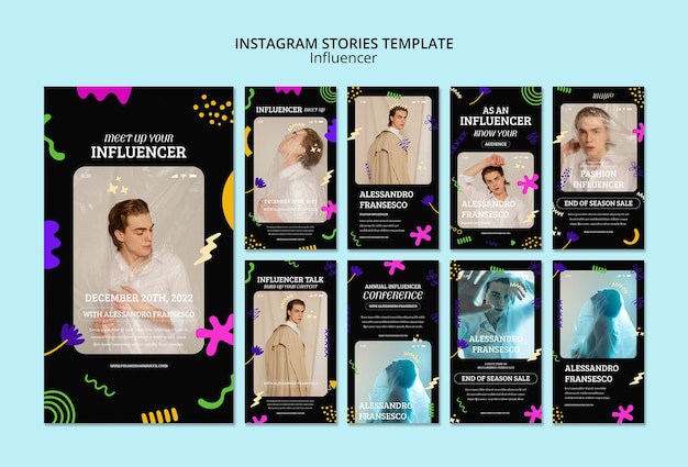 PSD storie di instagram di influencer disegnate a mano