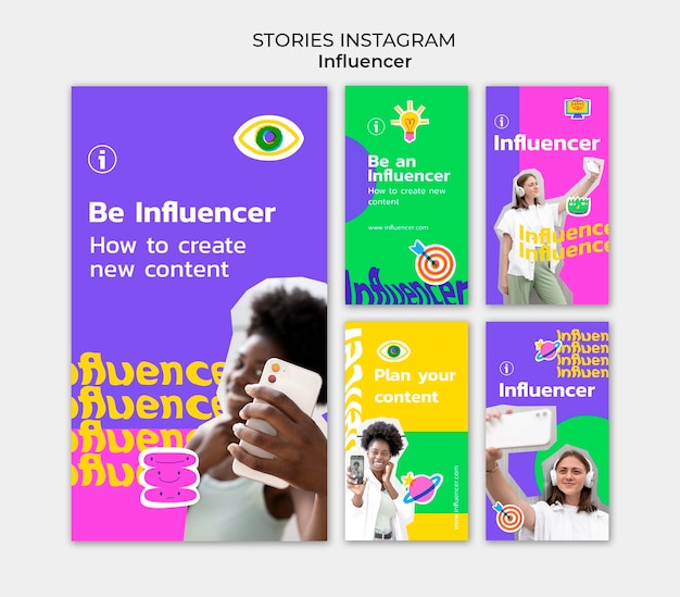 PSD hand drawn influencer instagram stories