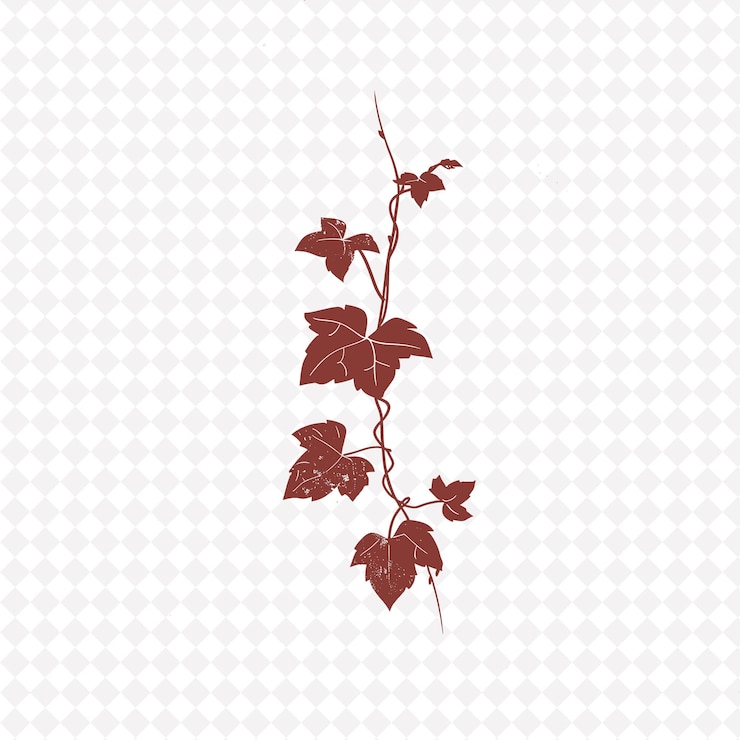 PSD hand drawn ivy vine logo with a sketchy texture and loose li creative plant vector designs