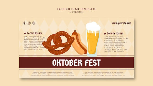 PSD hand drawn oktoberfest facebook template