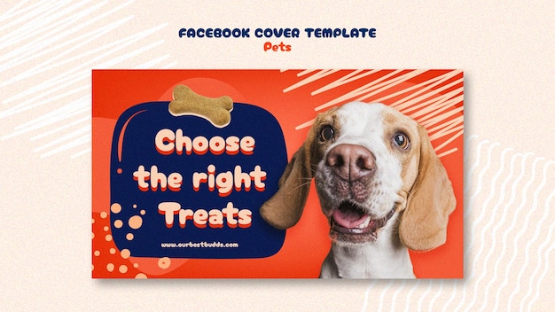 PSD copertina di facebook per la cura degli animali domestici disegnati a mano