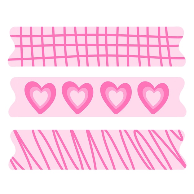 PSD hand drawn pink tape to make your journal on valentines day