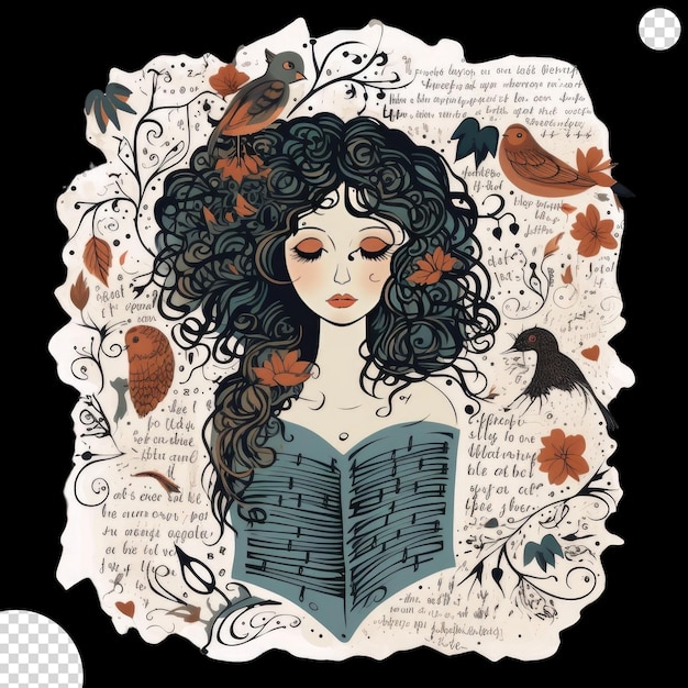 Hand drawn poetry illustration png