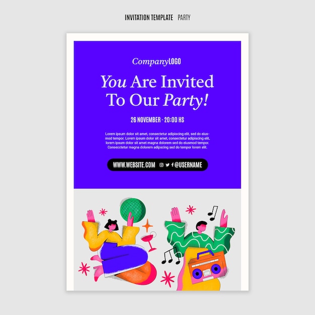 PSD Приглашение на вечеринку в стиле ретро
