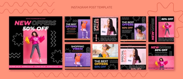 PSD hand drawn sales instagram posts