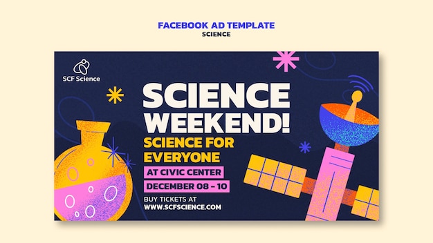 PSD hand drawn science event facebook template