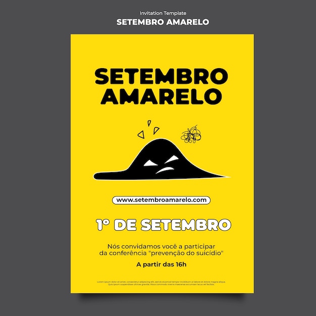 PSD modello di invito setembro amarelo disegnato a mano