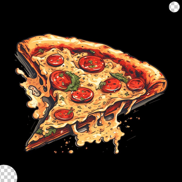 PSD hand drawn slice of pizza png transparent