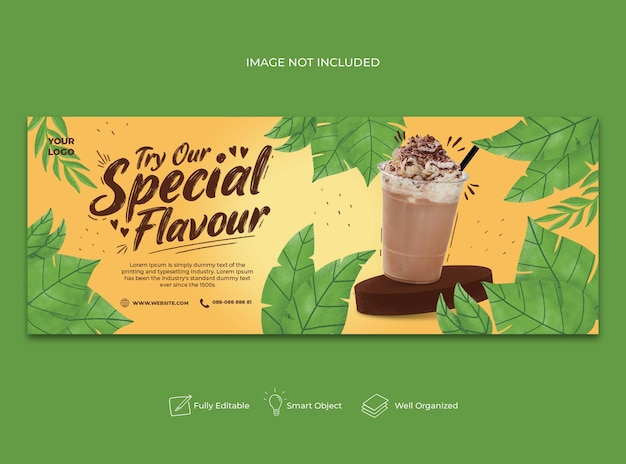 PSD hand drawn special juice menu facebook banner