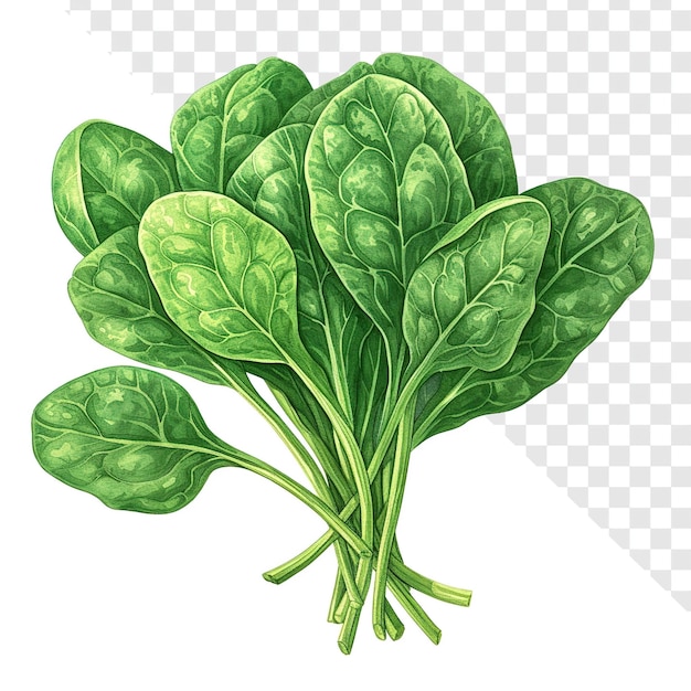 PSD hand drawn spinach illustration on transparent background