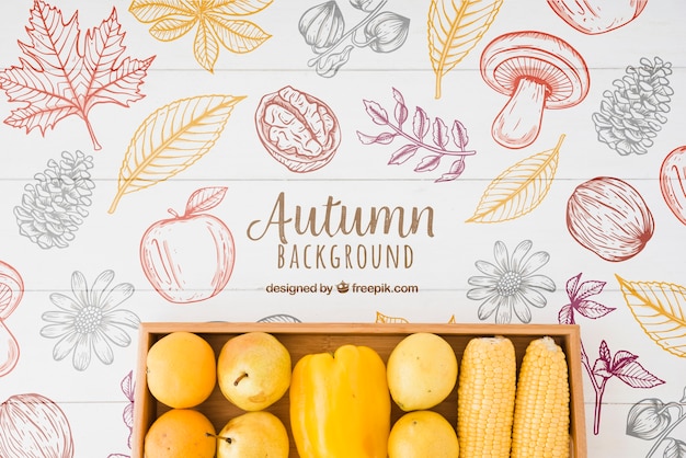 Hand drawn style autumn background