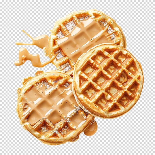 PSD hand drawn sweet waffles isolated on transparent background