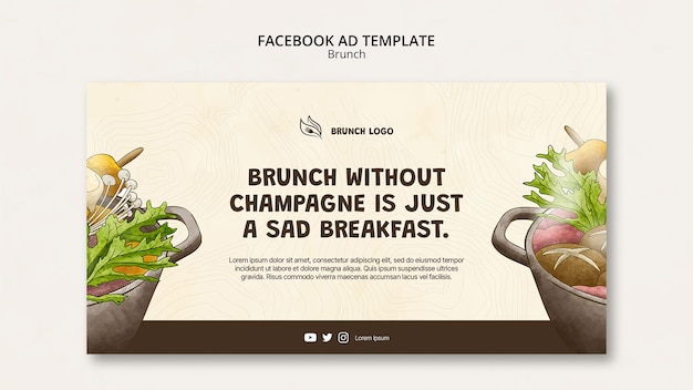 PSD hand drawn tasty brunch facebook template