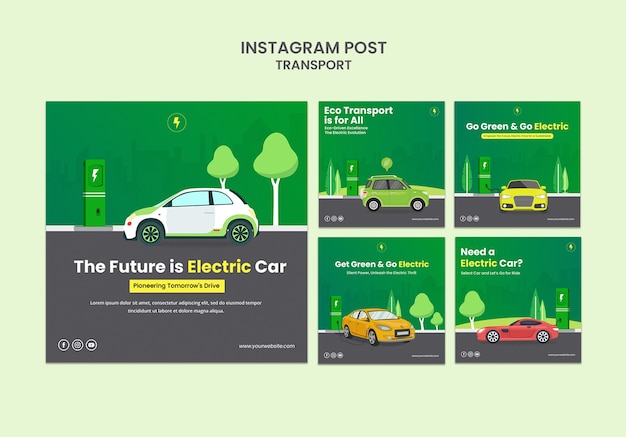 PSD hand drawn transport instagram posts