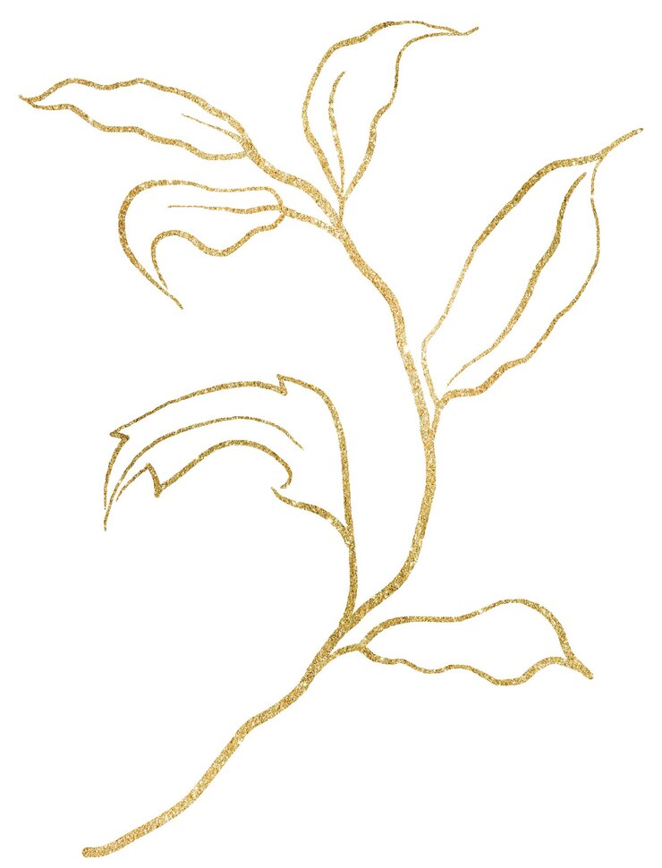 PSD 手描きの枝と葉の金色の輪 孤立したイラスト 結婚式の文具の要素