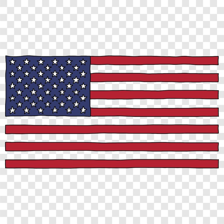 PSD 手描きのアメリカ国旗 透明