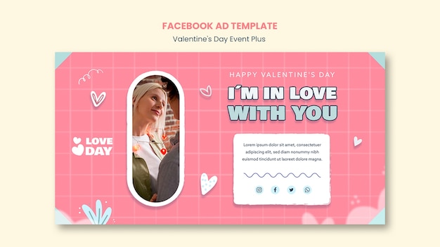 PSD hand drawn valentine's day facebook template