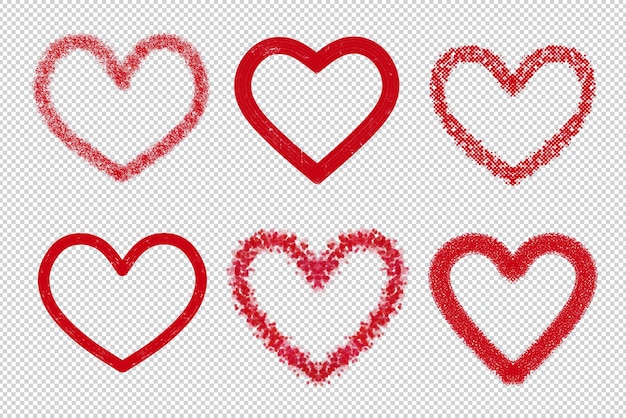 Hand drawn vector hearts set