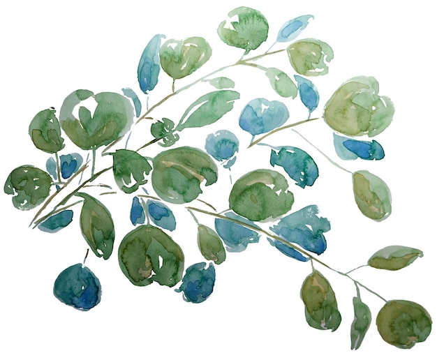 PSD hand drawn watercolour leaves