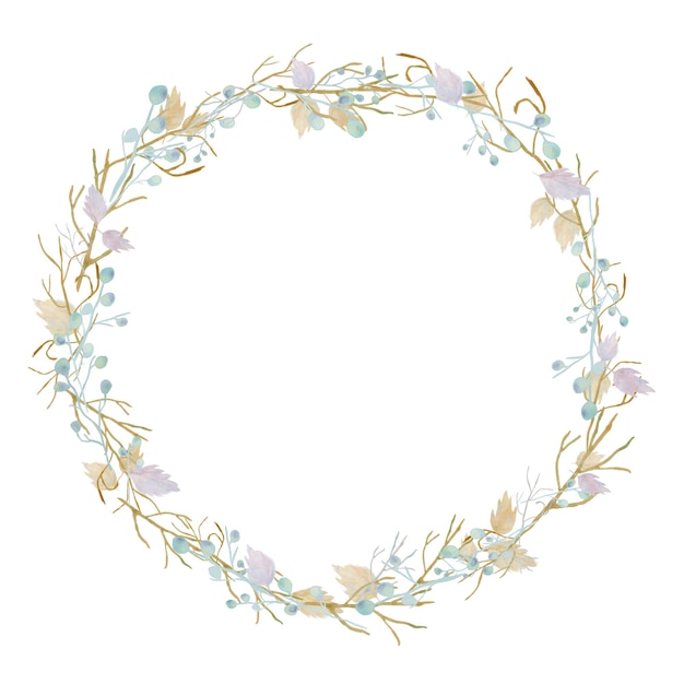 PSD hand drawn watercolour wreath