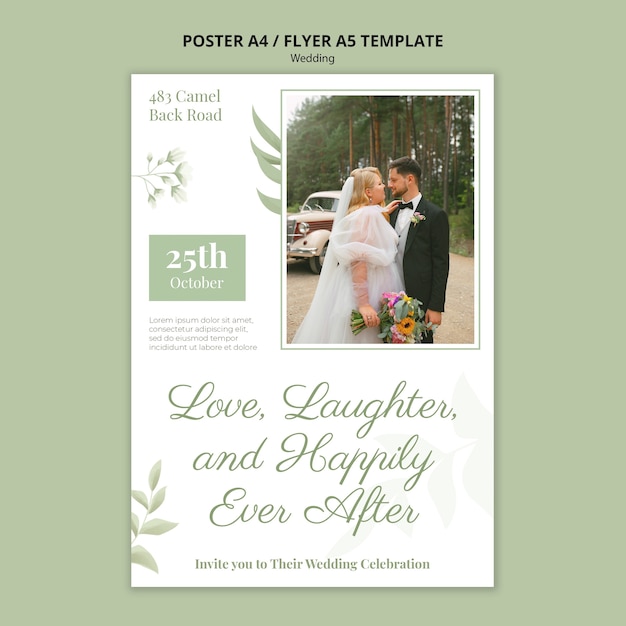 Hand drawn wedding celebration poster template