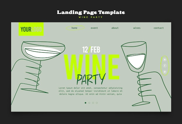 Hand drawn wine party landing page