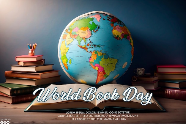 PSD fondo del concetto della giornata mondiale del libro disegnato a mano