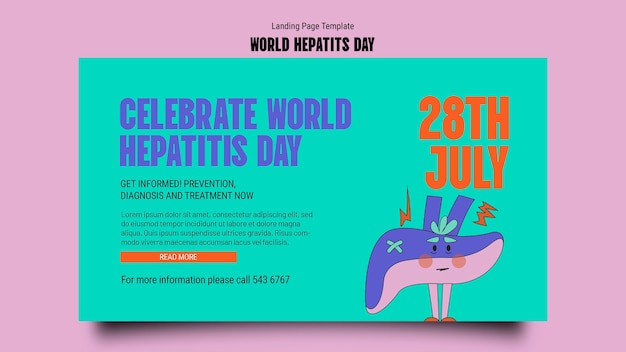 Hand drawn world hepatits day landing page