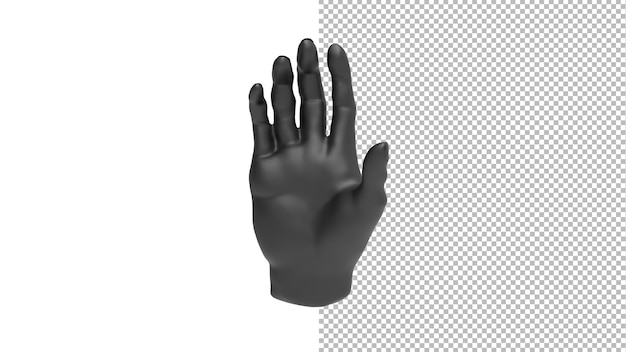 hand front view without shadow 3d render