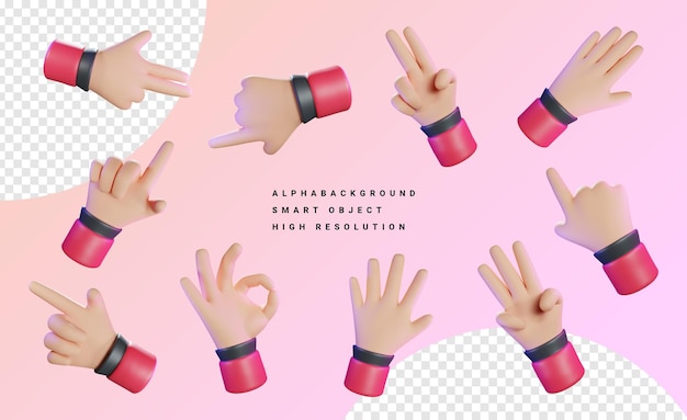 PSD hand gesture 3d icon illustration