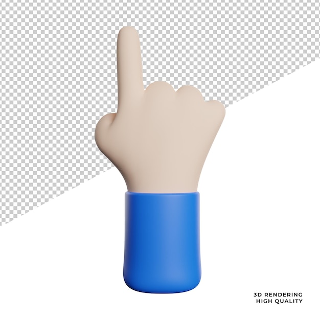 Hand Gesture Counting front view icon 3d rendering illustration on trasnparent background