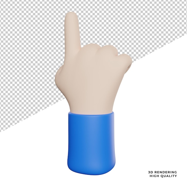 hand gesture counting side view icon 3d rendering illustration on trasnparent background