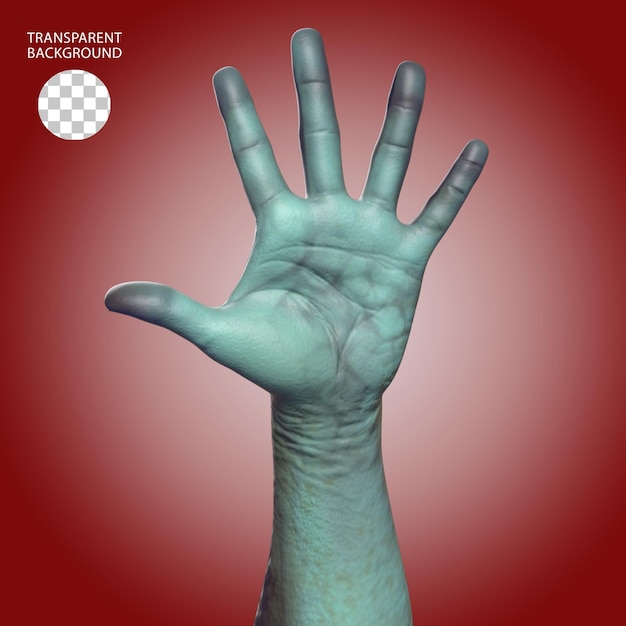 PSD Иллюстрация изолированного 3d-рендеринга hand gesture creature