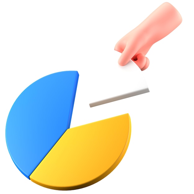 Gesti delle mani dati grafico a torta finanze