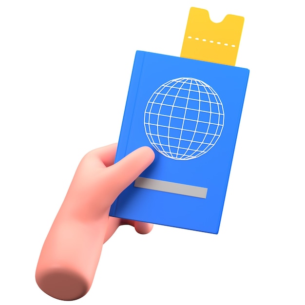 Hand gesture hold passport ticket travel