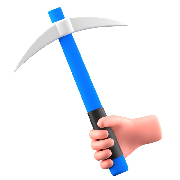PSD hand gesture hold pickaxe construction