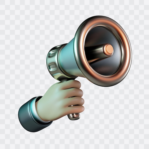 hand gesture holding megaphone 3d icon