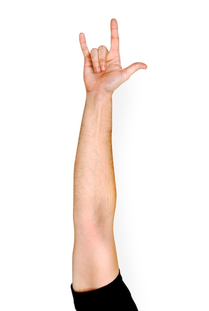 PSD hand gesture isolate on white background