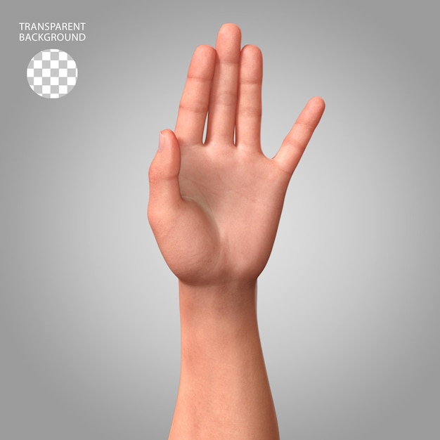 PSD hand gesture isolated 3d rendered illustration