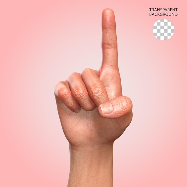 PSD illustrazione renderizzata in 3d isolata dal gesto della mano