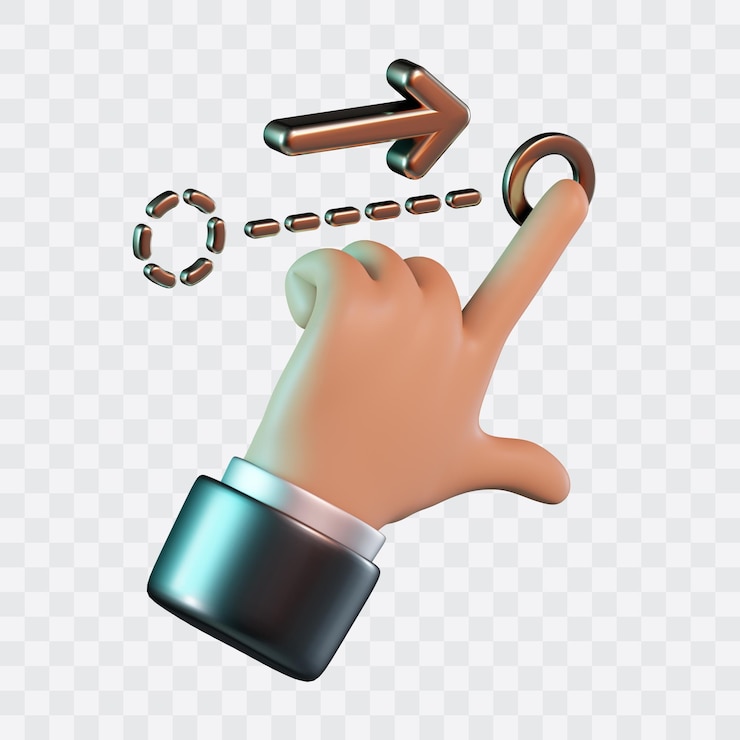 PSD hand gesture swipe right 3d icon