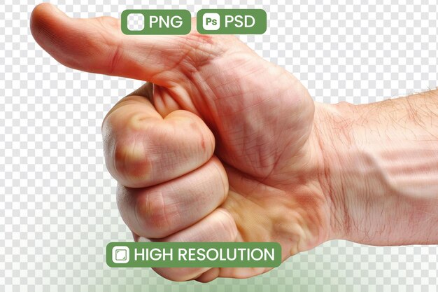 Hand Gesturing with Index Finger Pointing Transparent Background and High Resolution Image