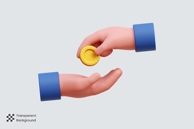 a hand giving coin 3d illustrations