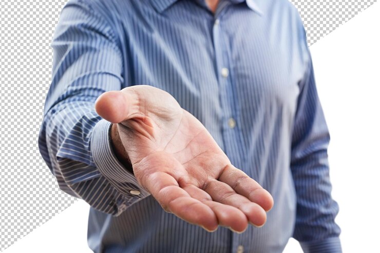 PSD hand giving isolated on a white background