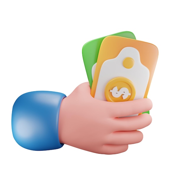 Hand giving money 3d icon for money