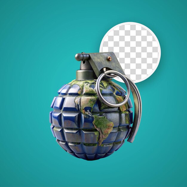 PSD hand grenade isolated on transparent background 3d rendering illustration