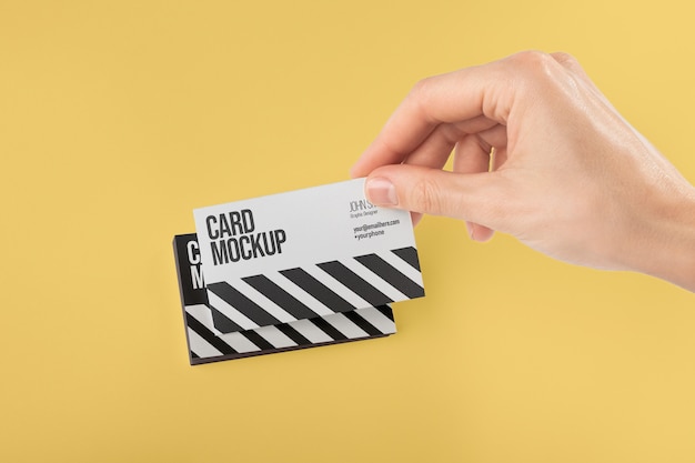 PSD hand-held business card mock-up design