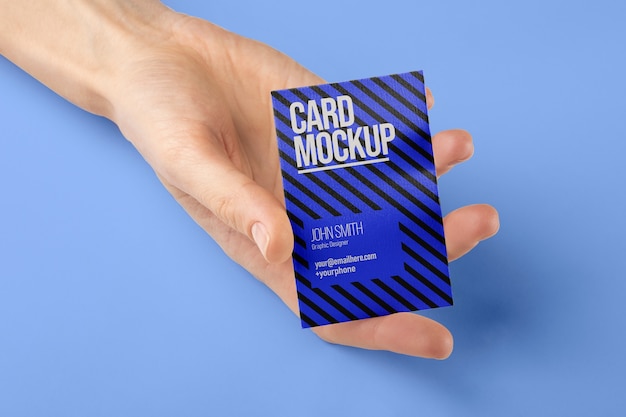 PSD hand-held business card mock-up design