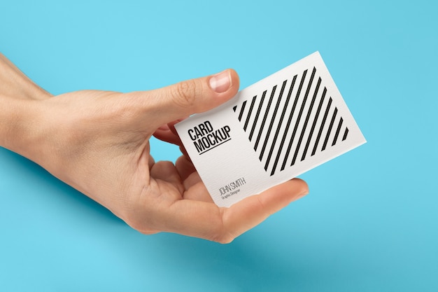 PSD hand-held business card mock-up design